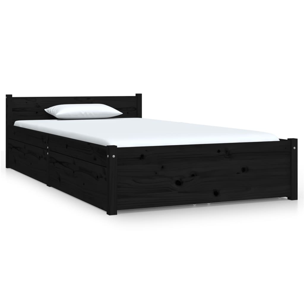 vidaXL Estructura de cama individual con cajones negro 90x190 cm