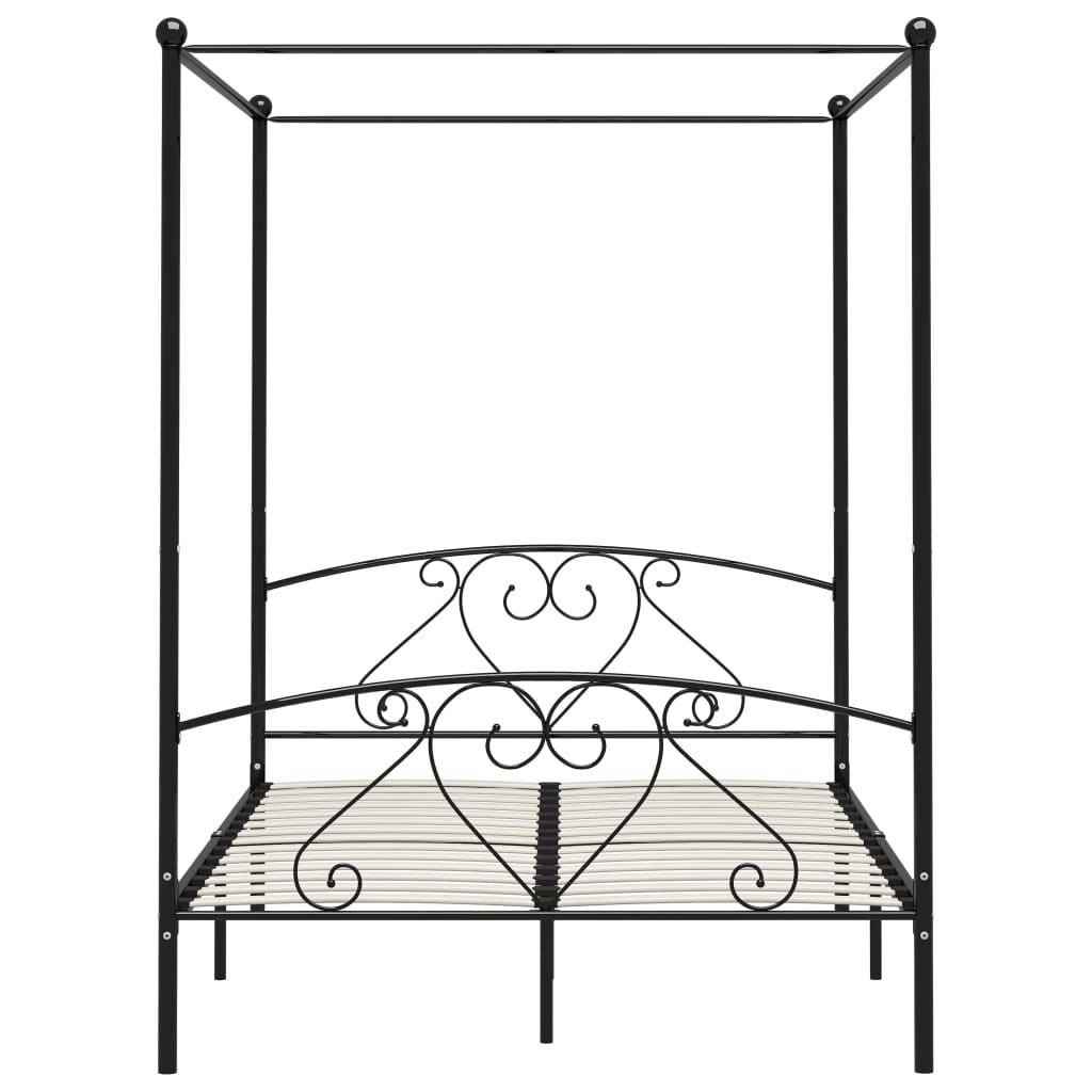 vidaXL Estructura de cama con dosel metal negro 160x200 cm