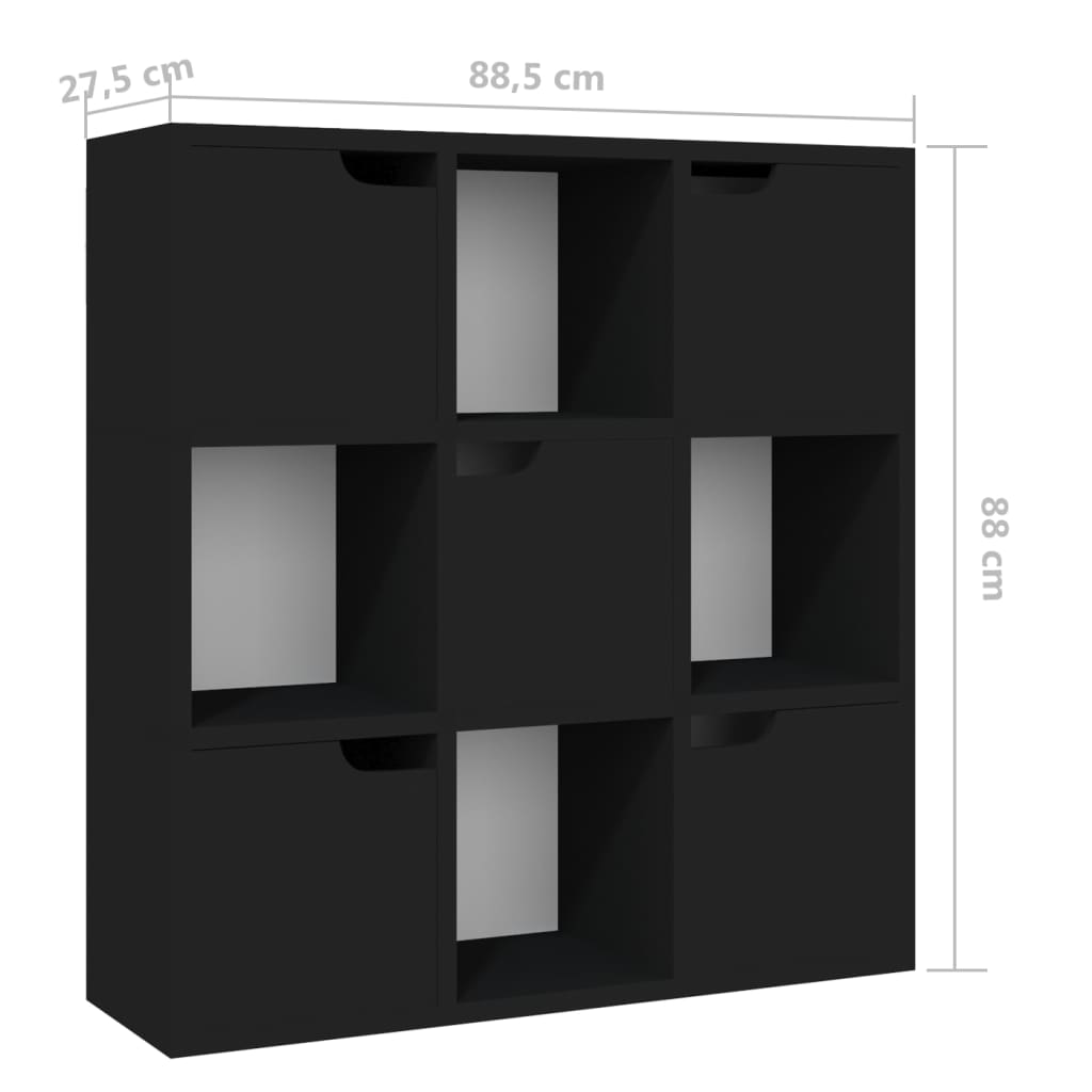 vidaXL Estantería de aglomerado negro 88,5x27,5x88 cm