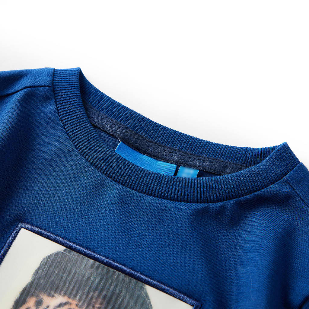 Camiseta infantil de manga larga azul oscuro 92