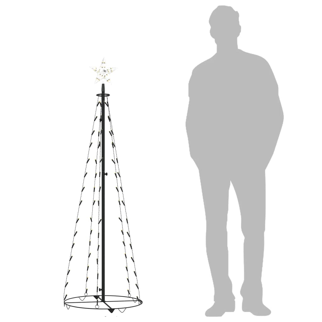 vidaXL Árbol de cono de Navidad blanco cálido 84 LED adorno 50x150 cm