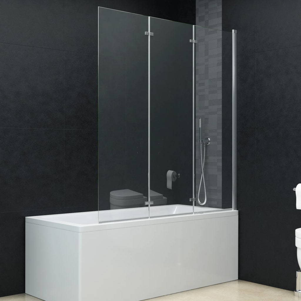 vidaXL Mampara de ducha plegable 3 paneles ESG 130x138 cm