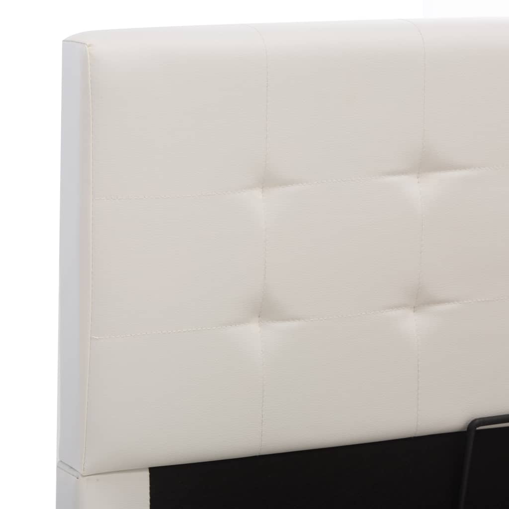 vidaXL Cama canapé hidráulica cuero sintético blanco 120x200 cm
