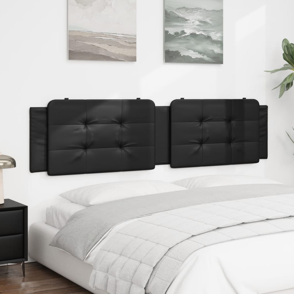 vidaXL Cabecero de cama acolchado cuero sintético negro 200 cm