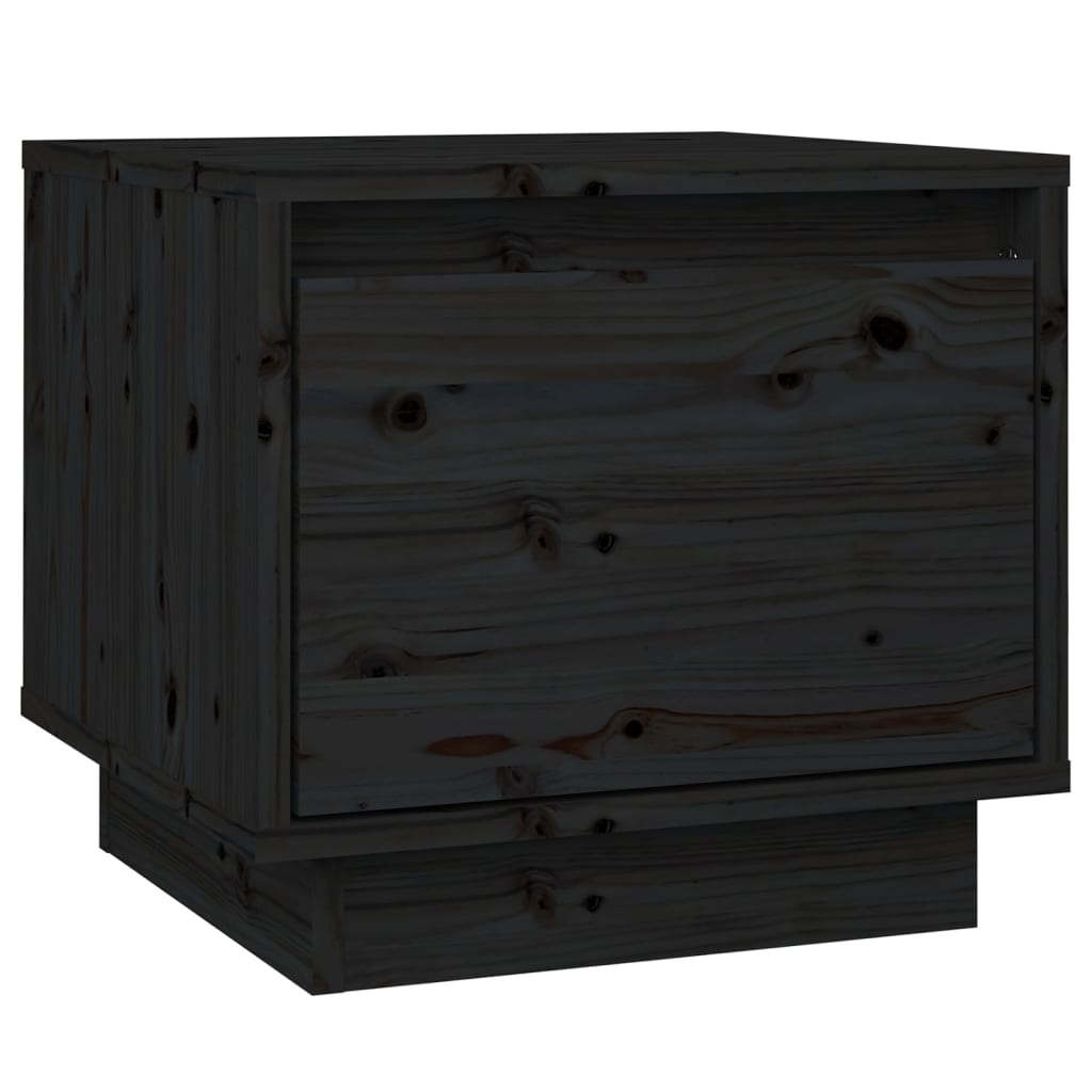 vidaXL Mesita de noche madera maciza de pino negro 35x34x32 cm