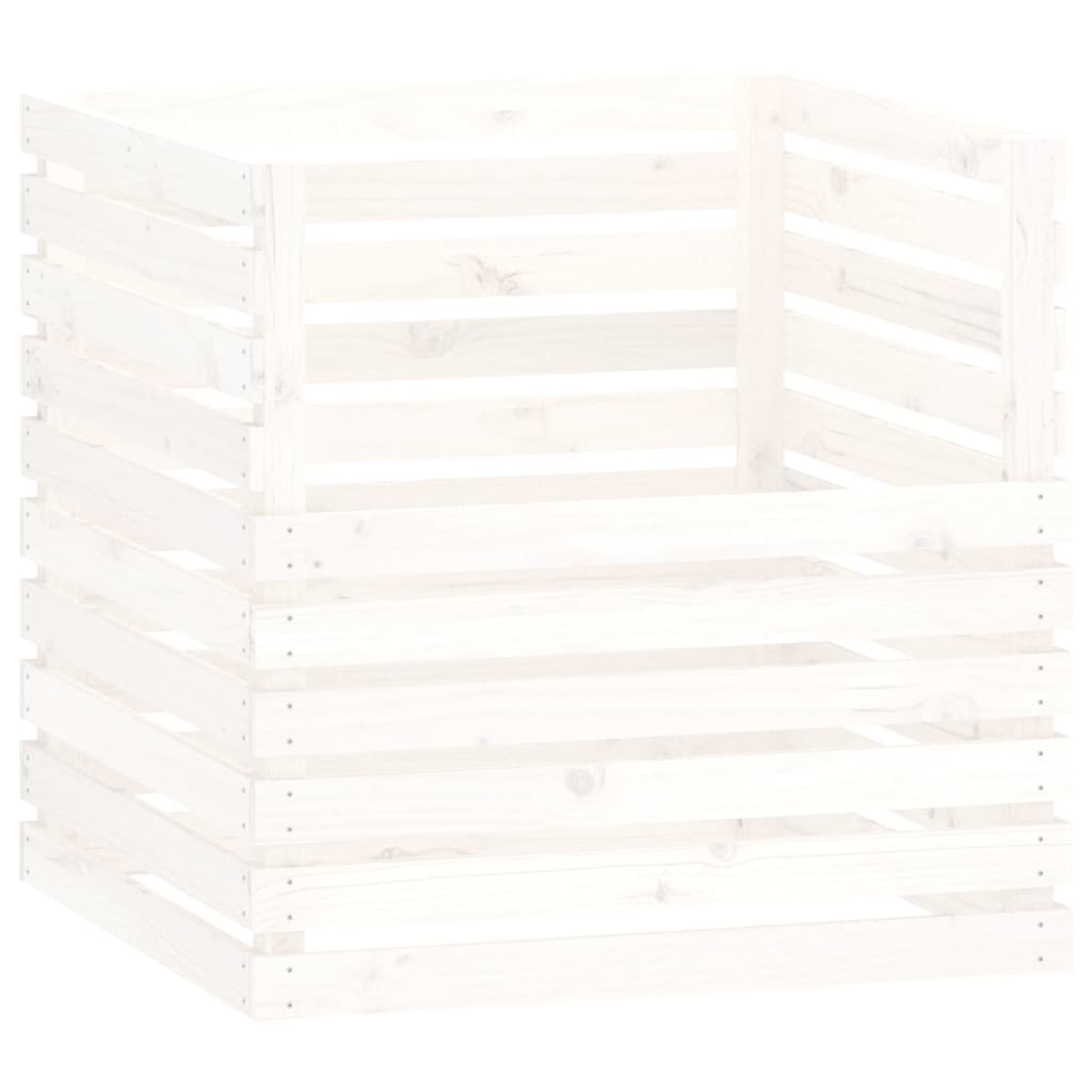 vidaXL Compostador de madera maciza de pino blanco 80x80x78 cm
