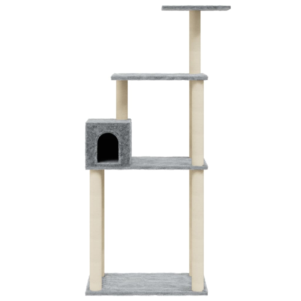 vidaXL Rascador para gatos con postes de sisal gris claro 147 cm