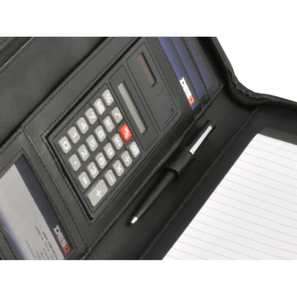 DESQ Carpeta para reuniones con libreta y calculadora tamaño A4 negro