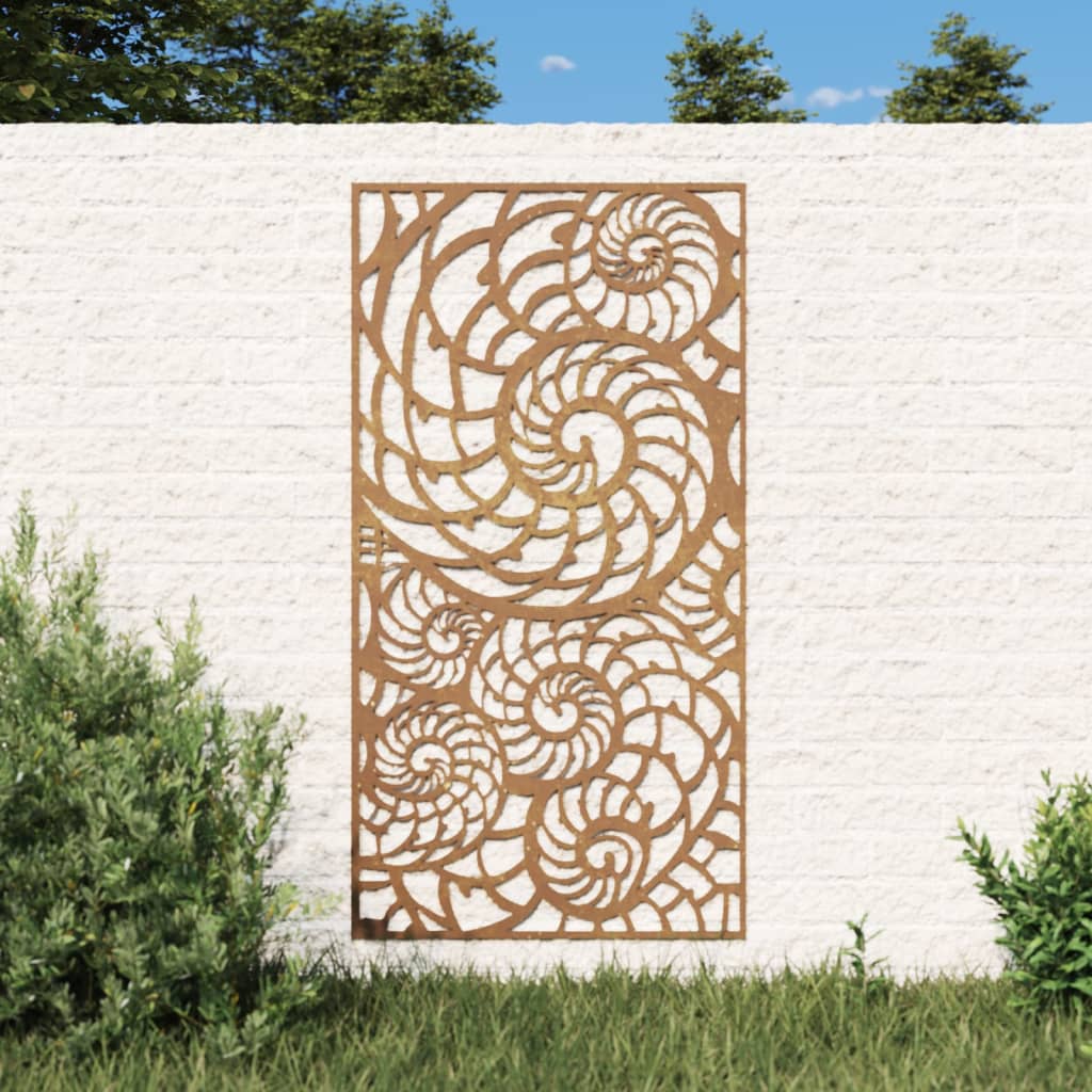 vidaXL Adorno de pared de jardín acero corten diseño conchas 105x55 cm