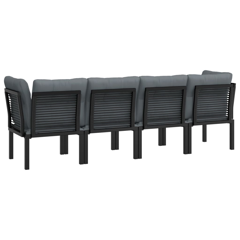 vidaXL Set de muebles de jardín 4 piezas ratán sintético negro y gris