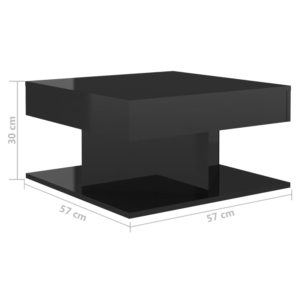 vidaXL Mesa de centro de aglomerado negro brillante 57x57x30 cm
