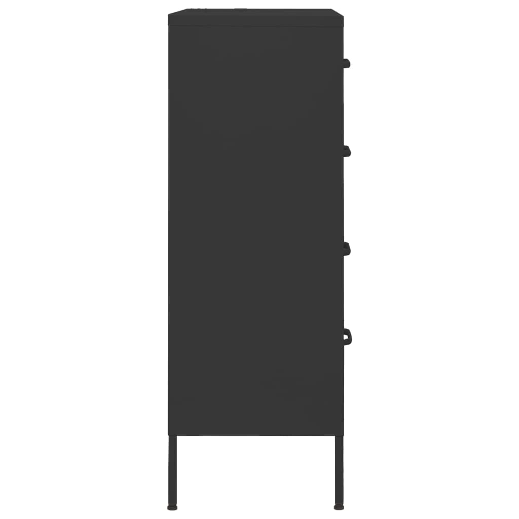 vidaXL Armario de cajones de acero negro 80x35x101,5 cm