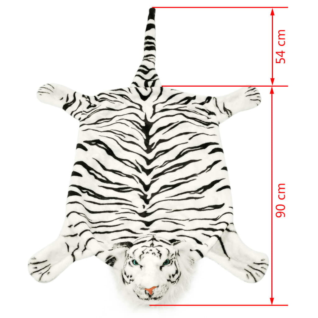 vidaXL Alfombra afelpada de tigre 144 cm blanca