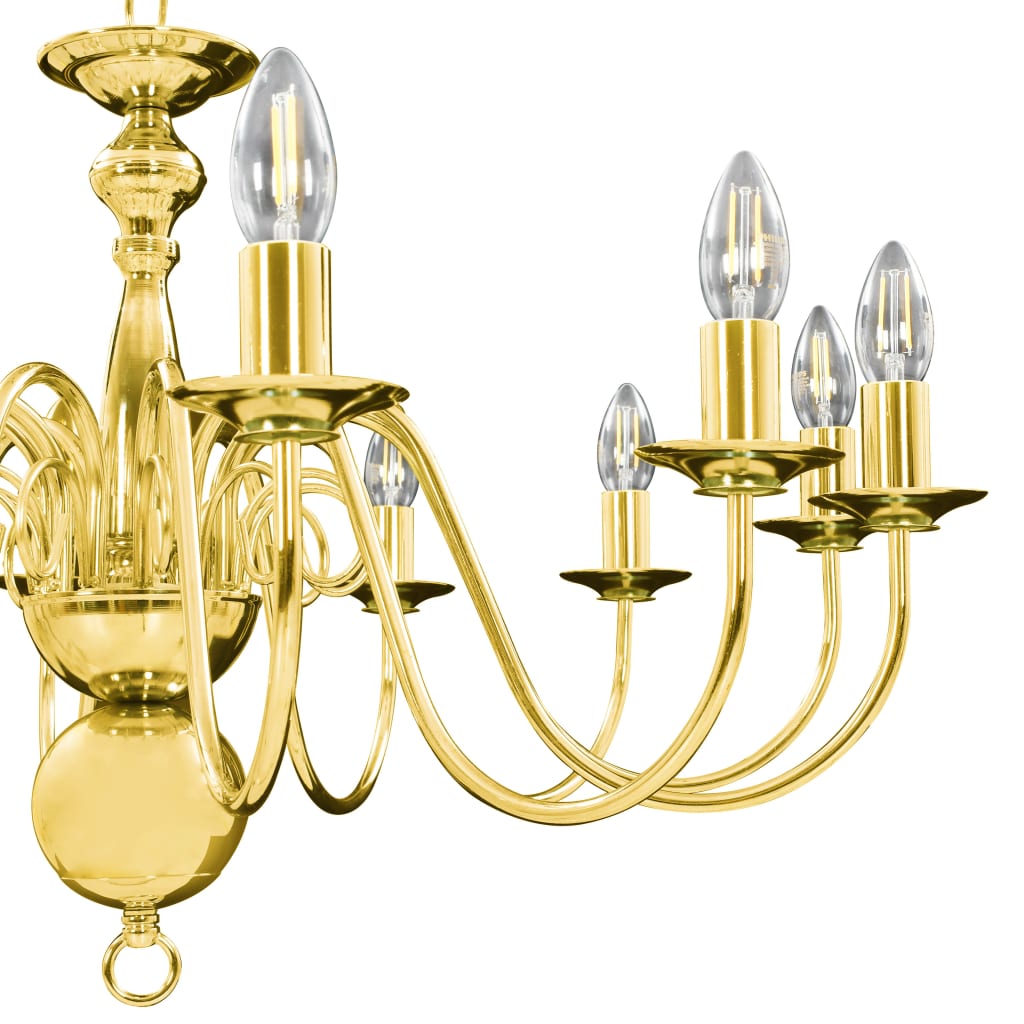 vidaXL Lámpara de araña dorada con 12 bombillas E14