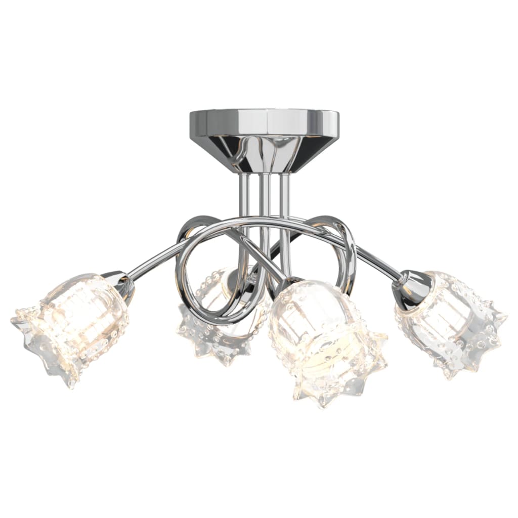 vidaXL Lámpara de techo pantallas de flores cristal 4 bombillas LED G9