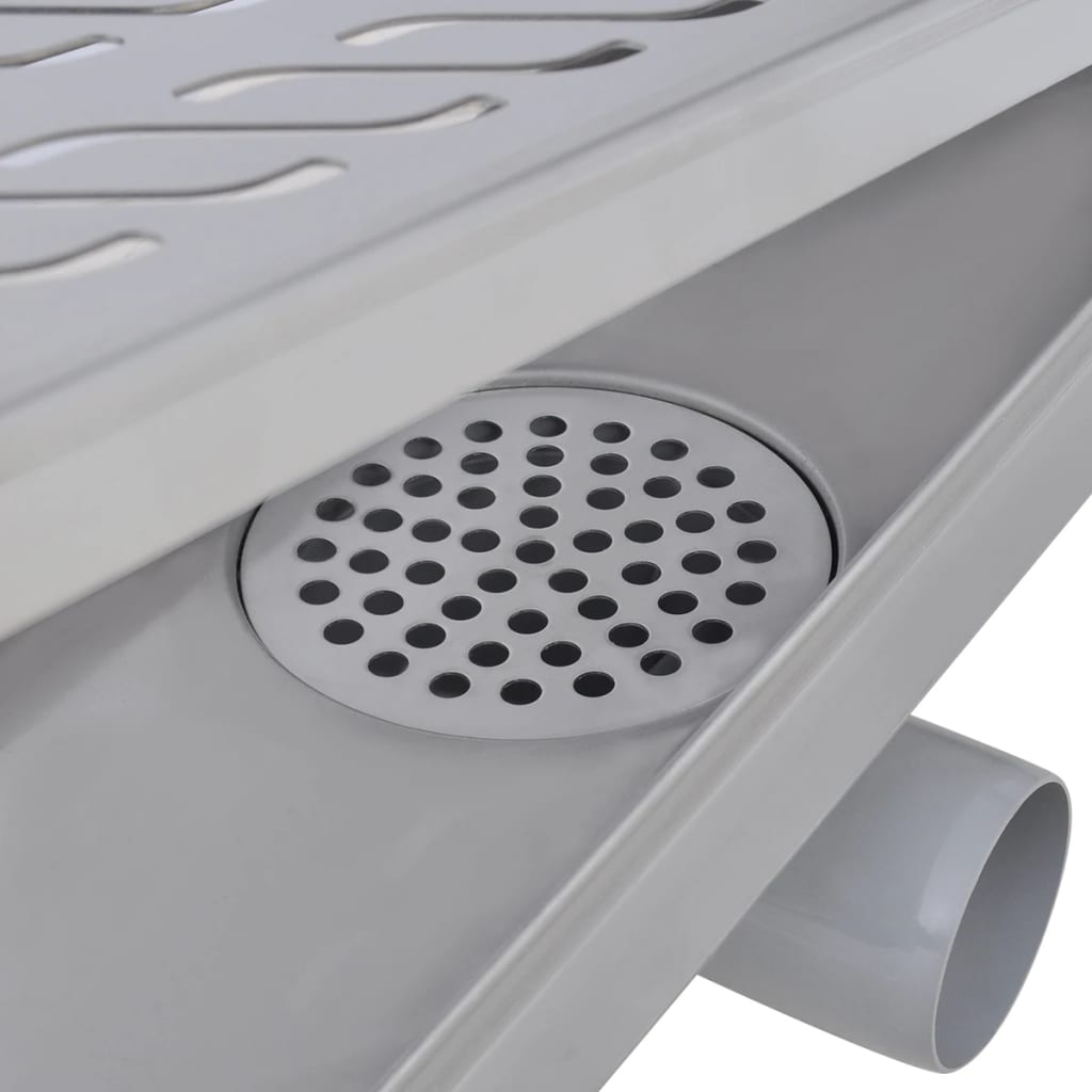 vidaXL Desagüe de ducha lineal ondulado acero inoxidable 1030x140 mm
