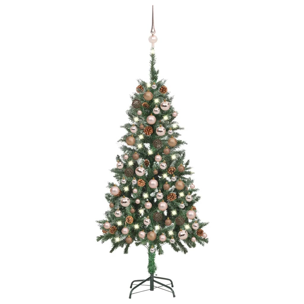 vidaXL Árbol de Navidad artificial con LED, bolas y piñas 150 cm