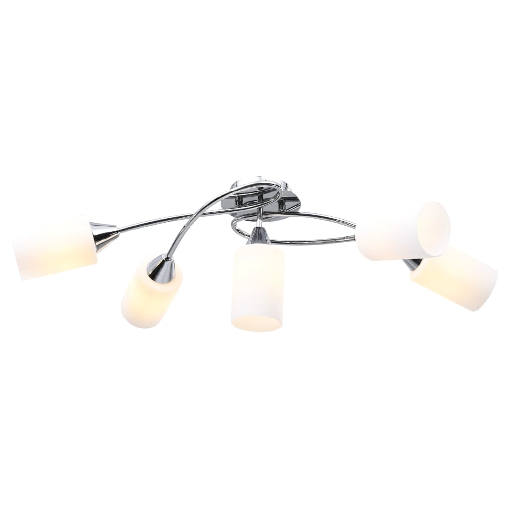 vidaXL Lámpara de techo pantallas cerámica cono blanco 5 bombillas E14