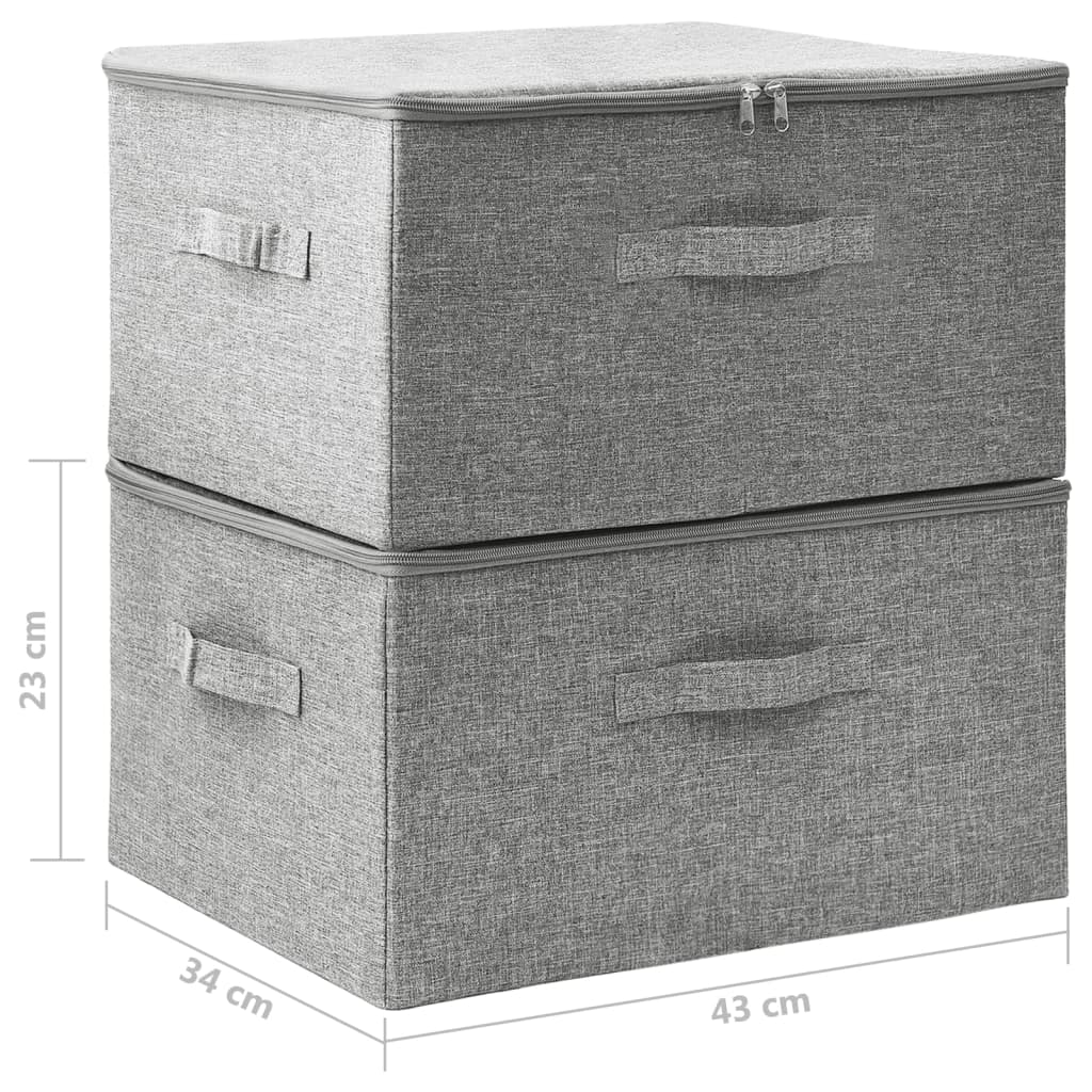 vidaXL Cajas de almacenaje 2 unidades tela gris 43x34x23 cm