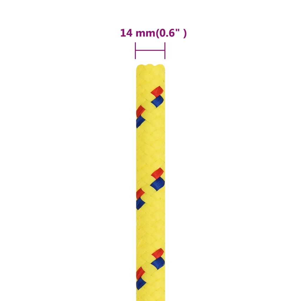 vidaXL Cuerda de barco polipropileno amarillo 14 mm 50 m