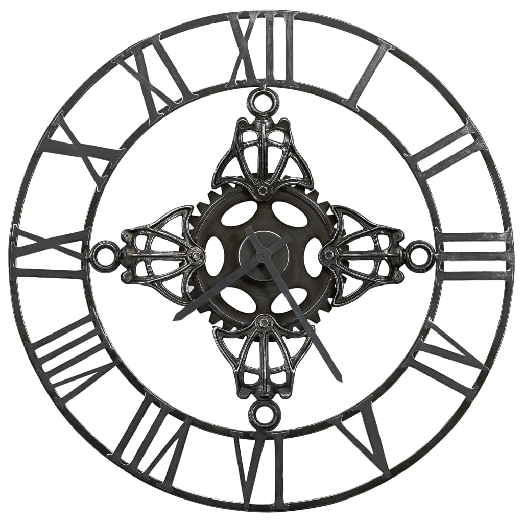 vidaXL Reloj de pared de metal plateado 78 cm