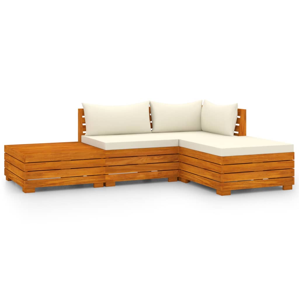 vidaXL Muebles de jardín 4 piezas con cojines madera maciza de acacia