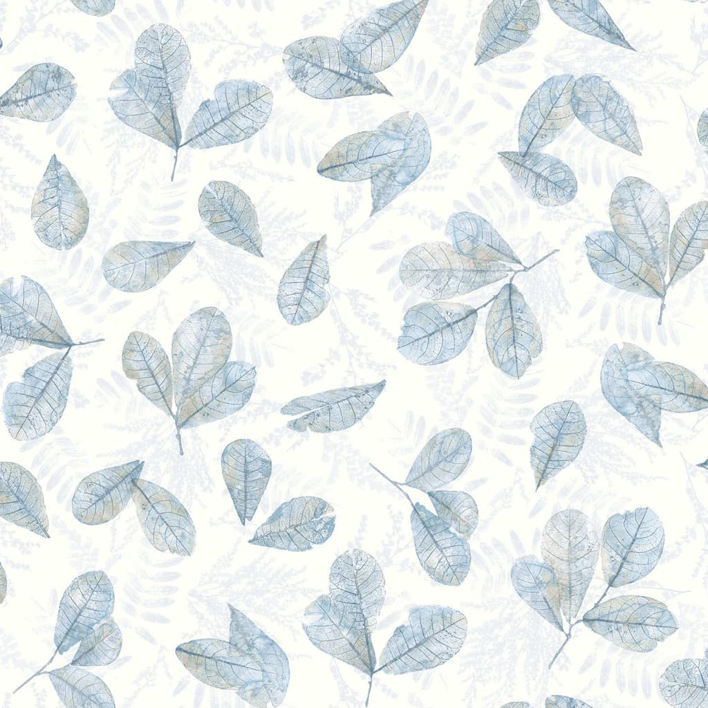 Evergreen Papel pintado Leaves blanco y azul