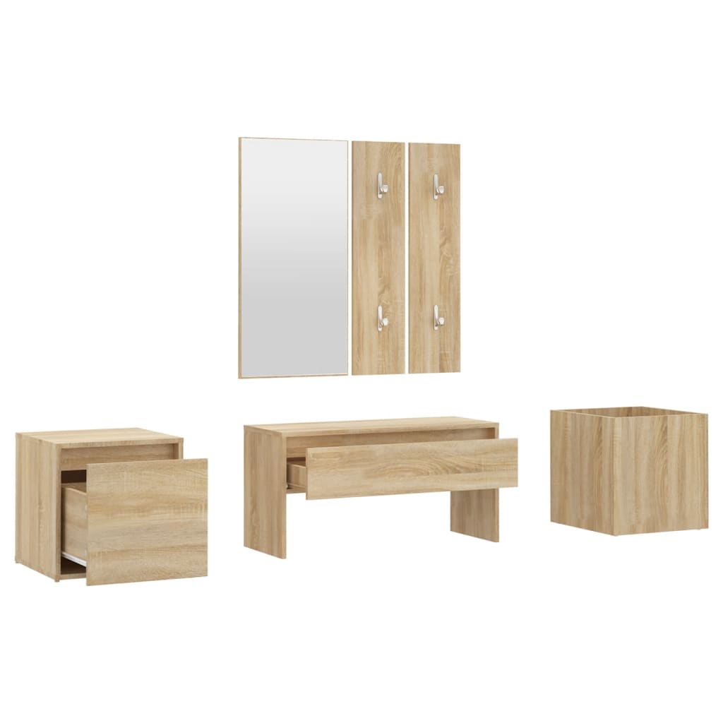 vidaXL Juego de muebles de recibidor madera contrachapada roble Sonoma