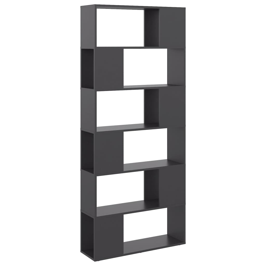 vidaXL Librería separador madera contrachapada gris 80x24x186 cm