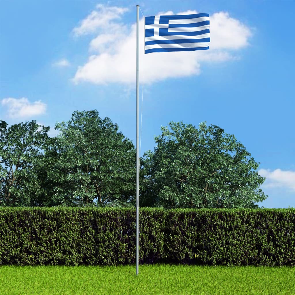 vidaXL Bandera de Grecia y mástil de aluminio 6,2 m