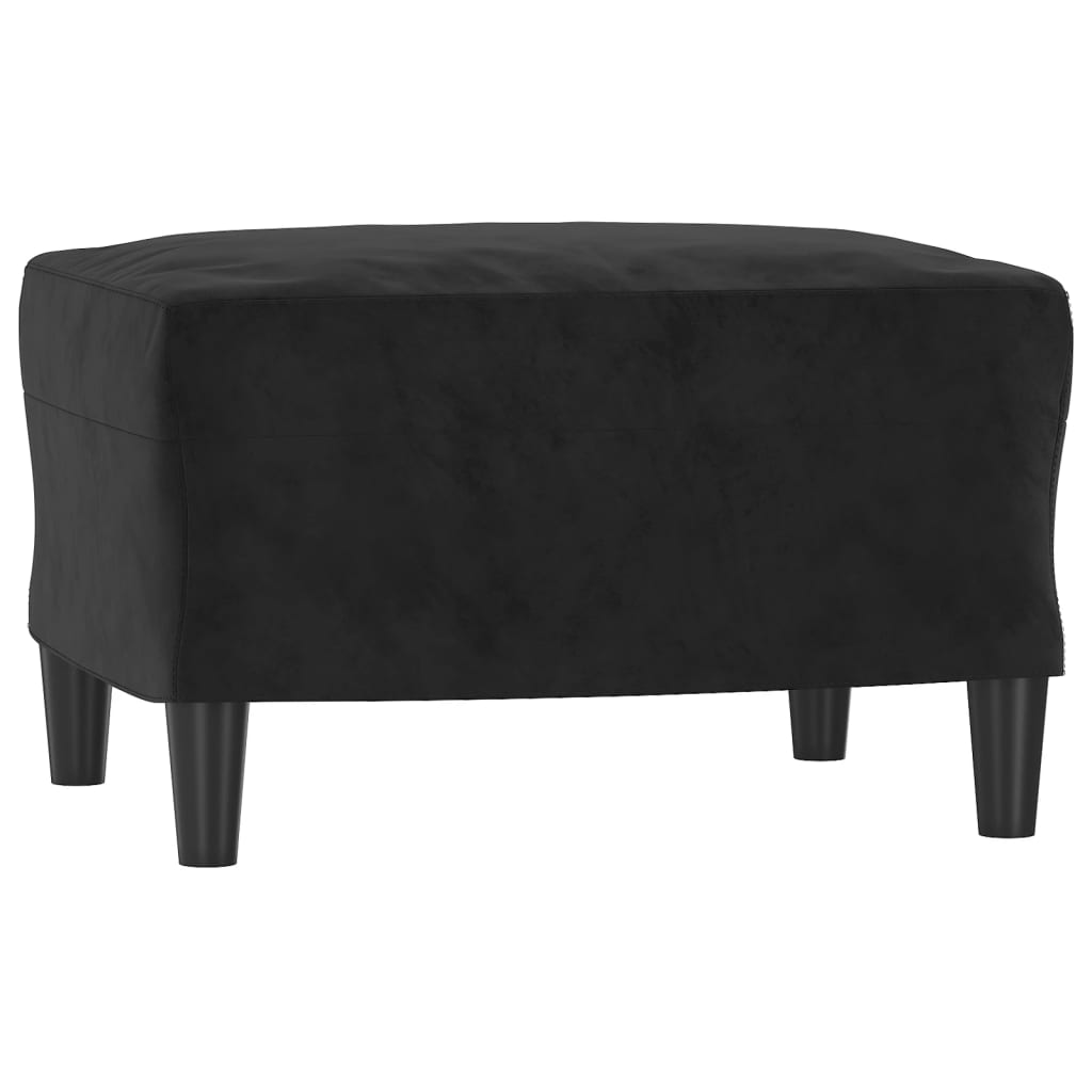 vidaXL Sofá de 3 plazas con taburete de terciopelo negro 180 cm