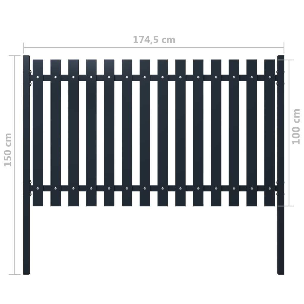 vidaXL Panel de valla acero recubrimiento polvo antracita 174,5x100 cm