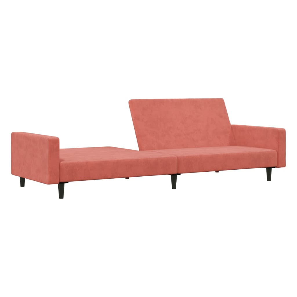vidaXL Sofá cama de 2 plazas con reposapies terciopelo rosa
