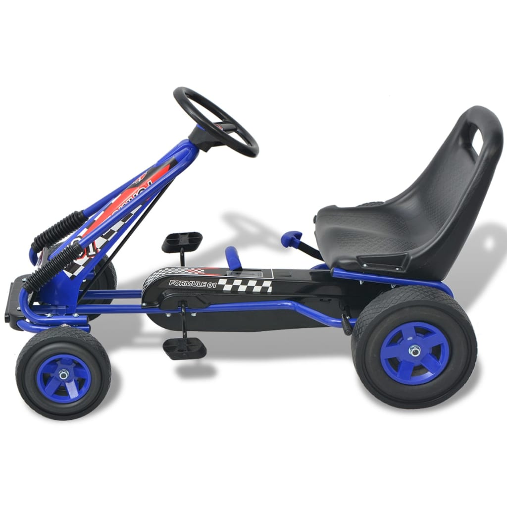 vidaXL Kart con pedales asiento ajustable azul
