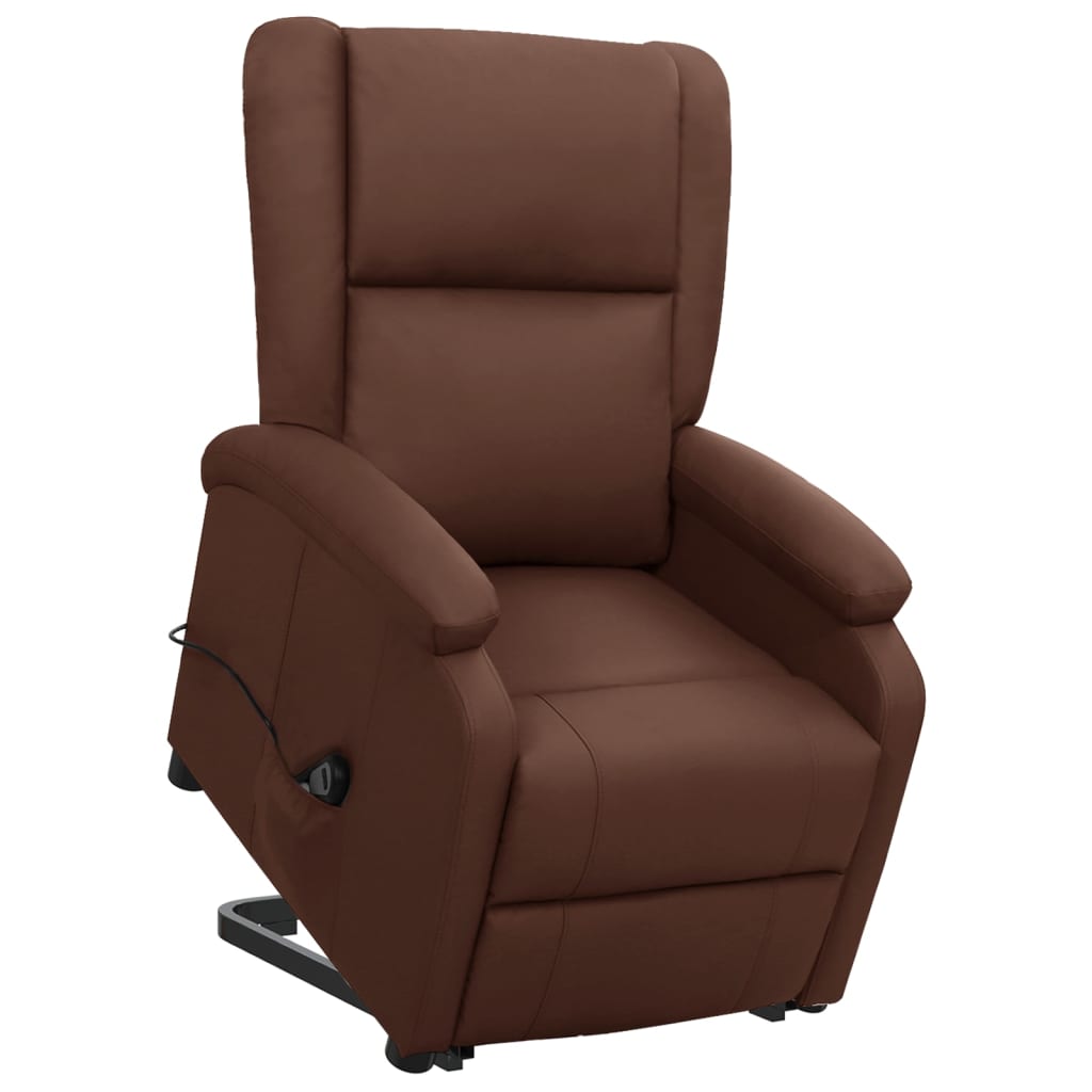 vidaXL Sillón reclinable de pie de cuero sintético marrón