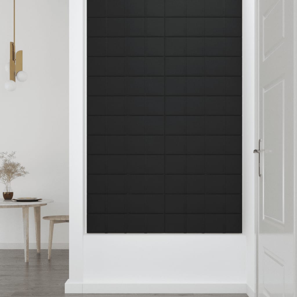 vidaXL Paneles de pared 12 uds tela negro 60x15 cm 1,08 m²