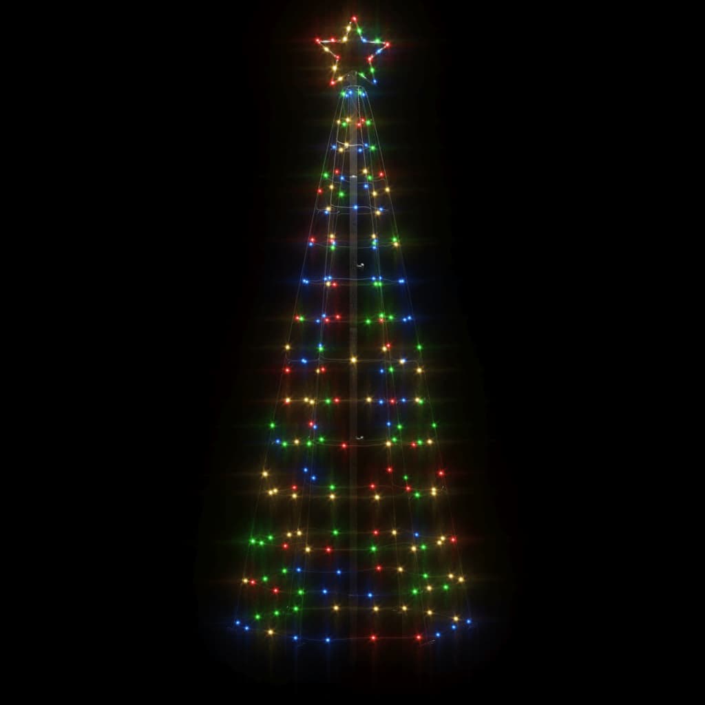 vidaXL Árbol de Navidad cono con estacas 220 LEDs de colores 180 cm