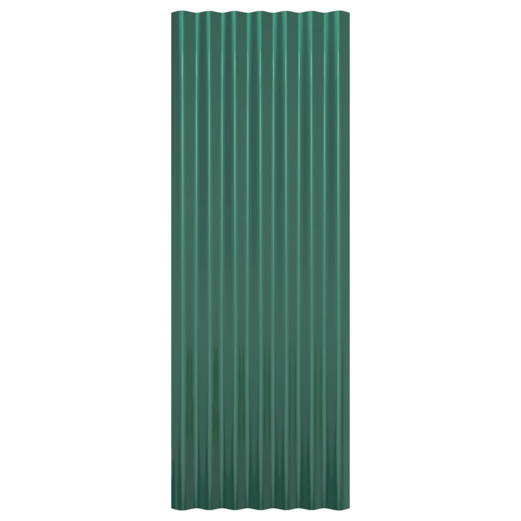 vidaXL Paneles de tejado 12 unidades acero recubierto verde 100x36 cm