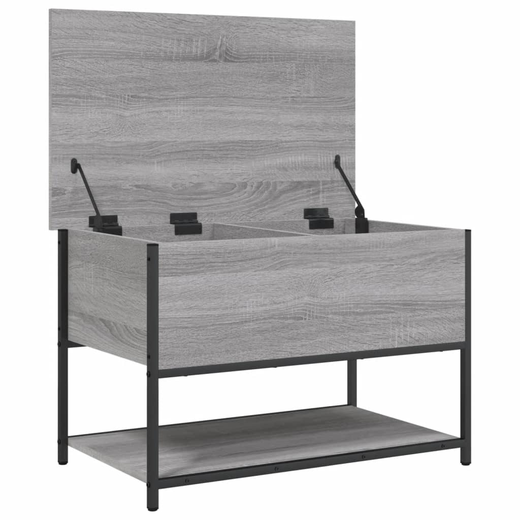 vidaXL Banco de almacenaje madera ingeniería gris Sonoma 70x42,5x47 cm