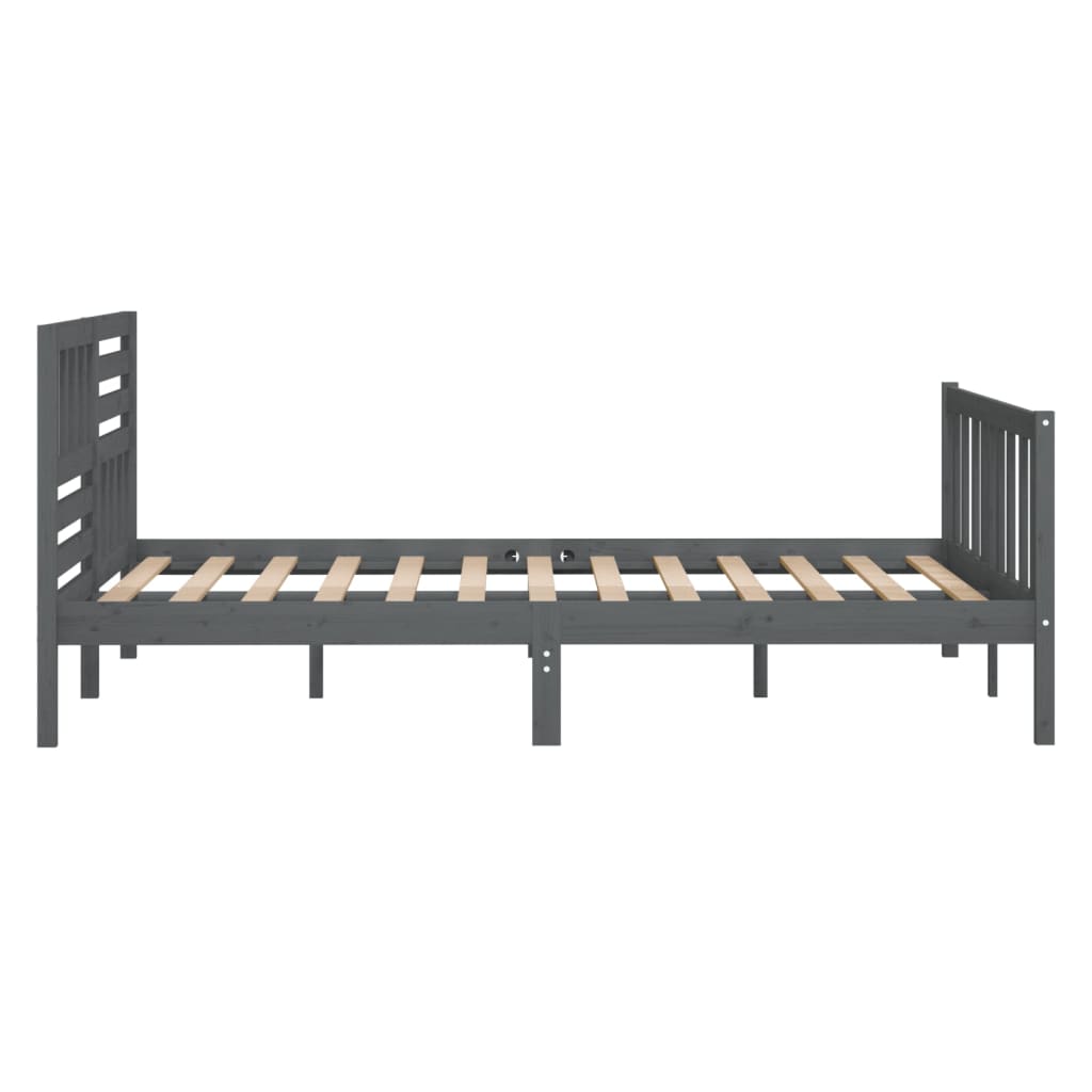 vidaXL Estructura de cama doble de madera maciza gris 135x190 cm