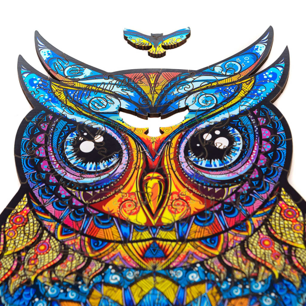 UNIDRAGON Rompecabezas Charming Owl 186 piezas de madera M 21x35 cm
