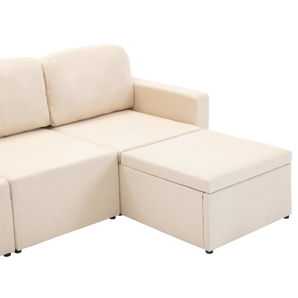 vidaXL Sofá cama modular de 3 plazas tela color crema