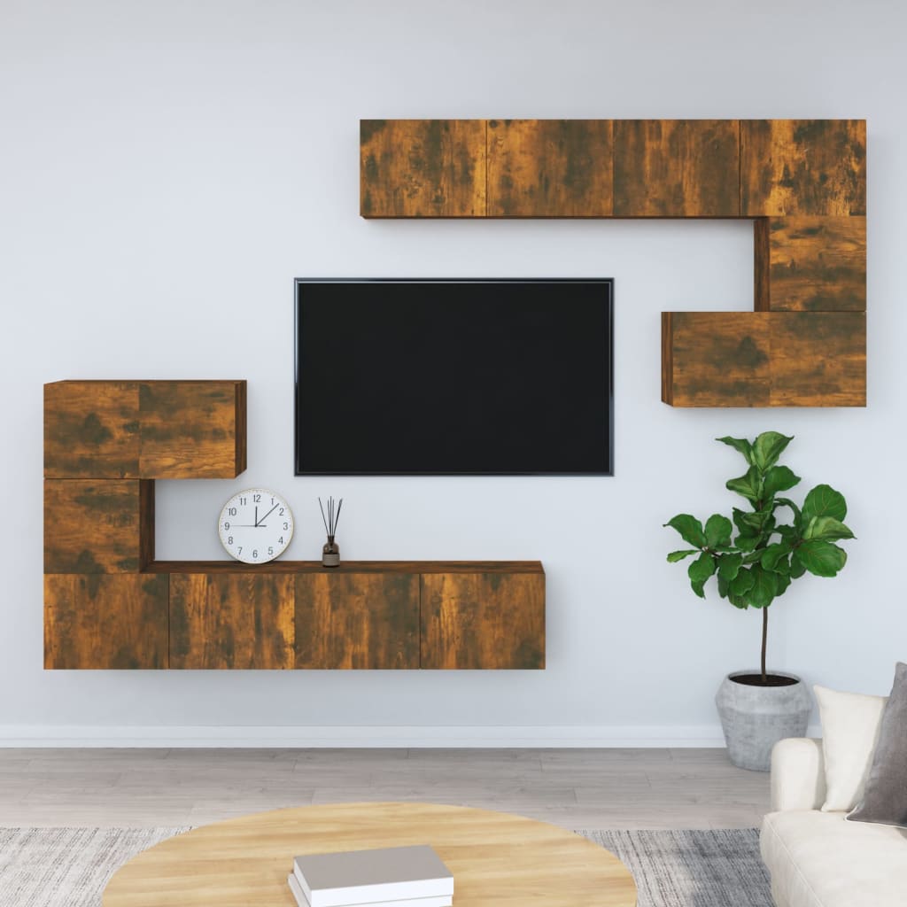 vidaXL Mueble de pared para TV madera contrachapada roble ahumado
