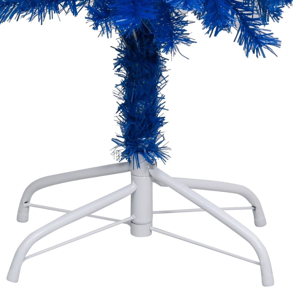 vidaXL Árbol de Navidad preiluminado con luces y soporte azul 180 cm