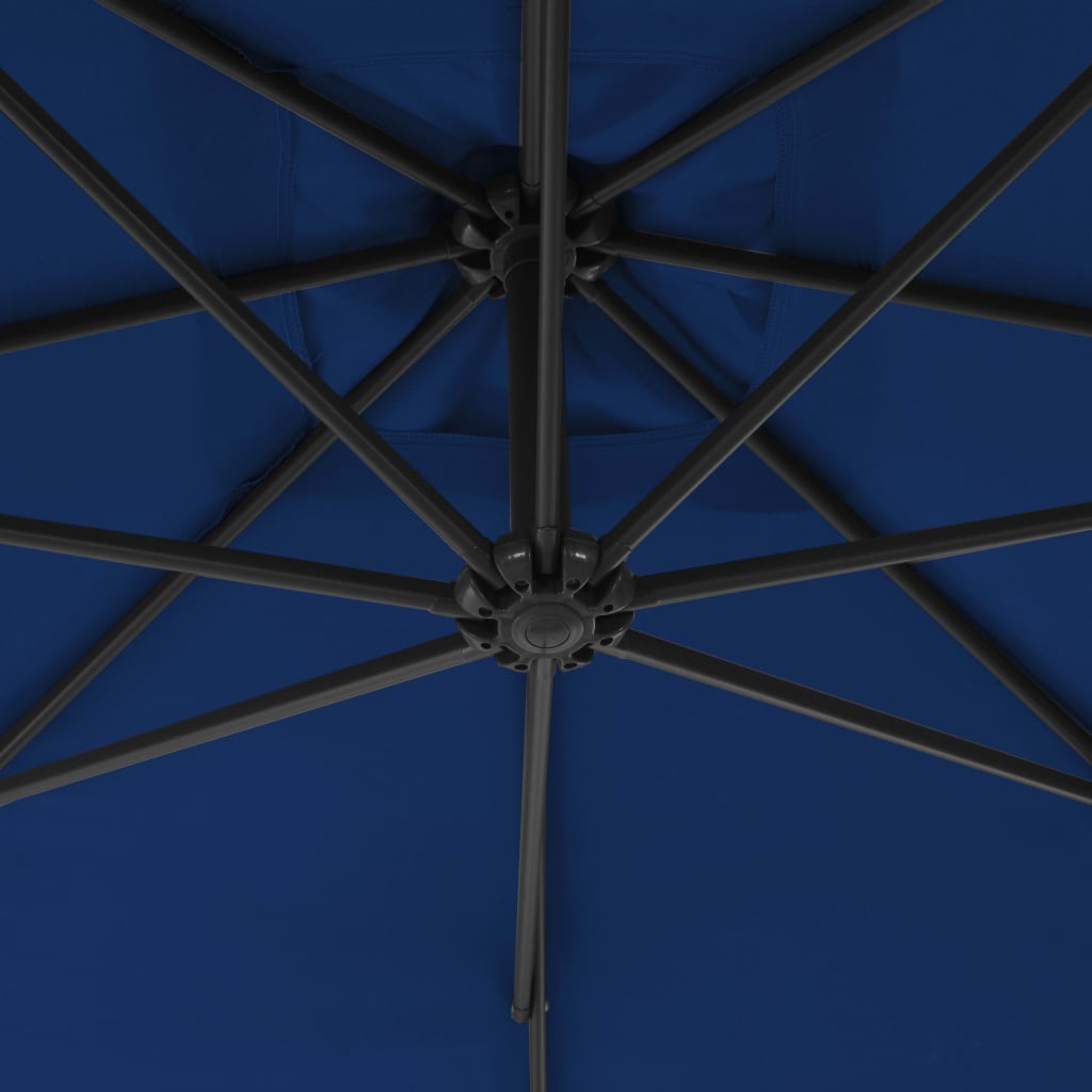 vidaXL Sombrilla voladiza con poste de acero azul celeste 250x250 cm