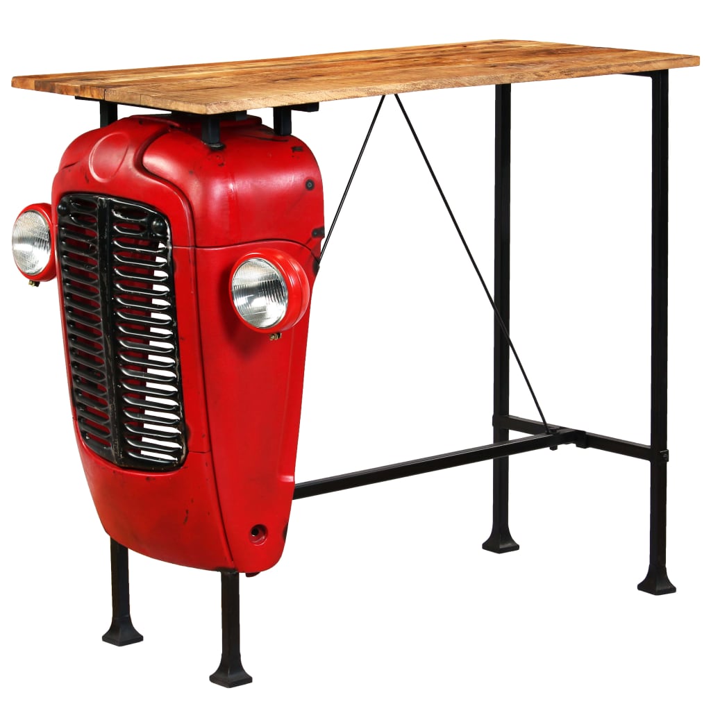 vidaXL Mesa de bar de tractor madera maciza mango rojo 60x120x107 cm