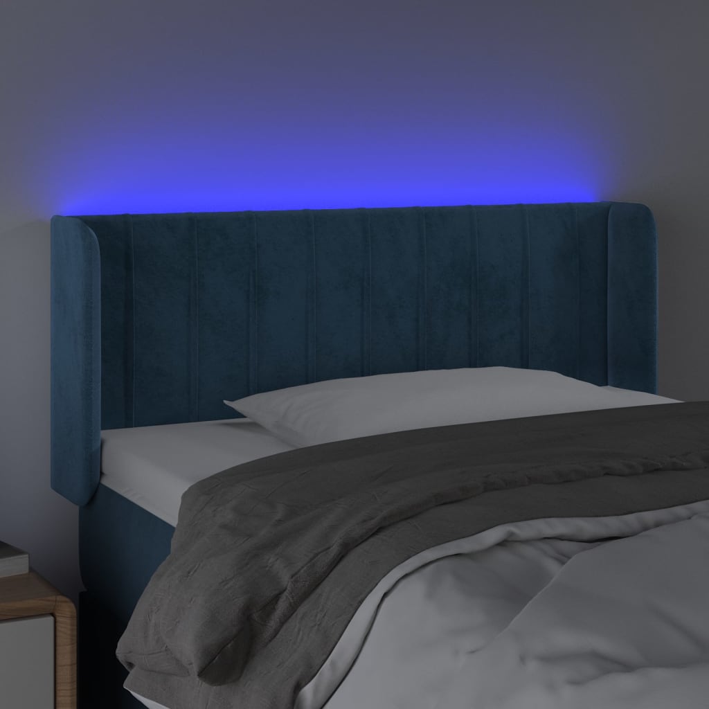 vidaXL Cabecero con LED de terciopelo azul oscuro 103x16x78/88 cm