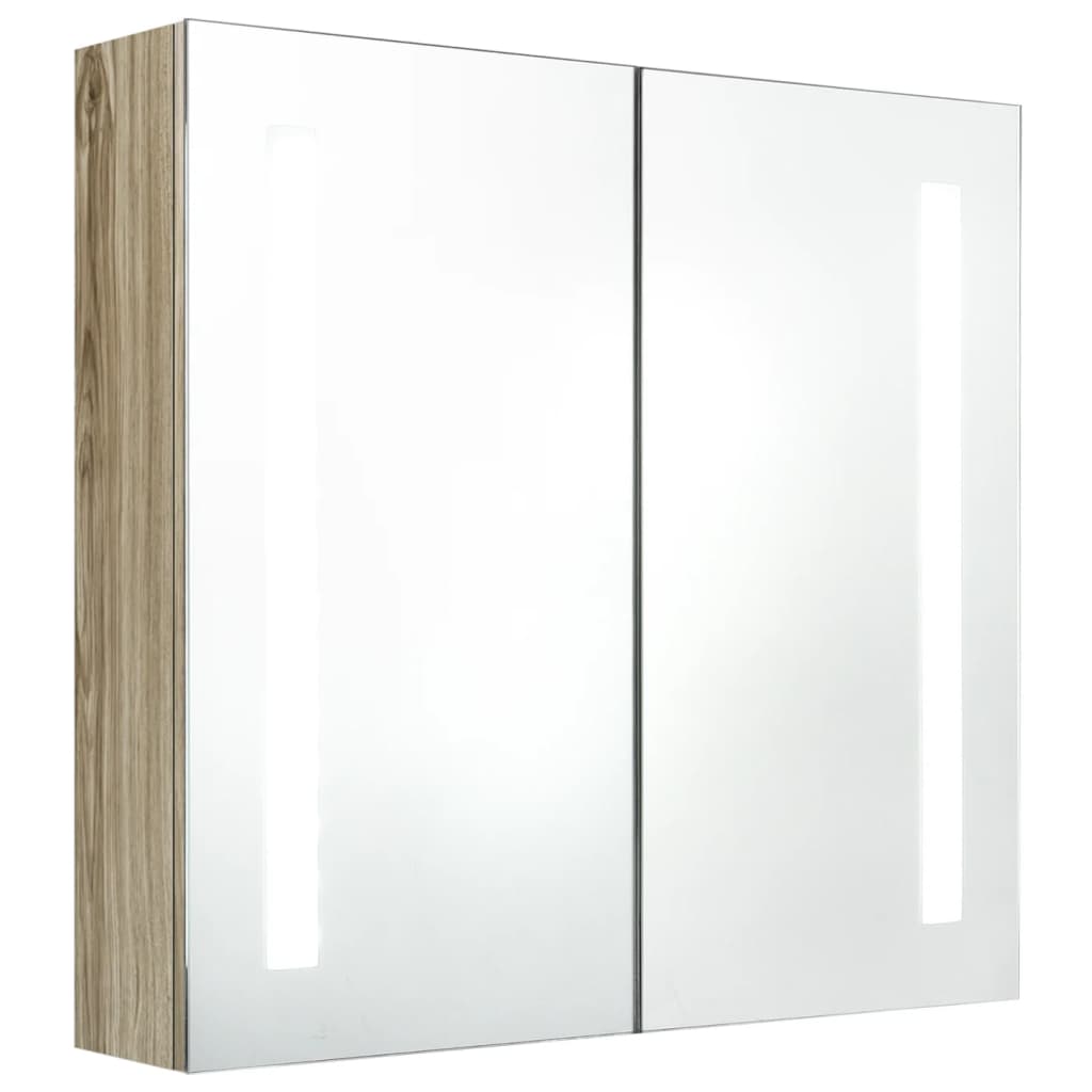 vidaXL Armario de baño con espejo y LED color roble 62x14x60 cm