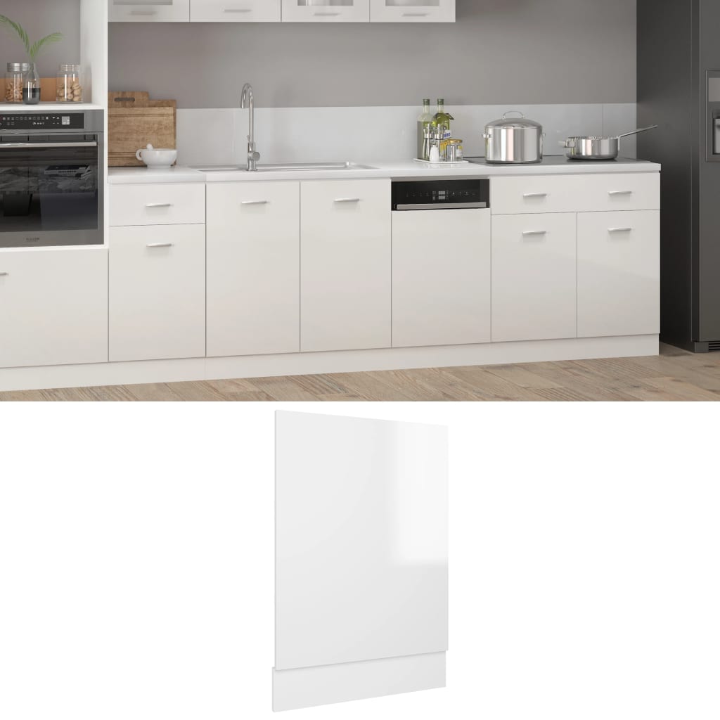 vidaXL Panel para lavavajillas contrachapada blanco brillo 45x3x67 cm