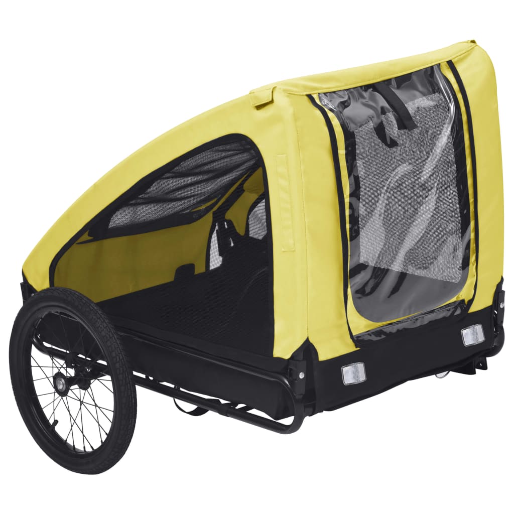 vidaXL Remolque de bicicleta para mascotas amarillo y negro
